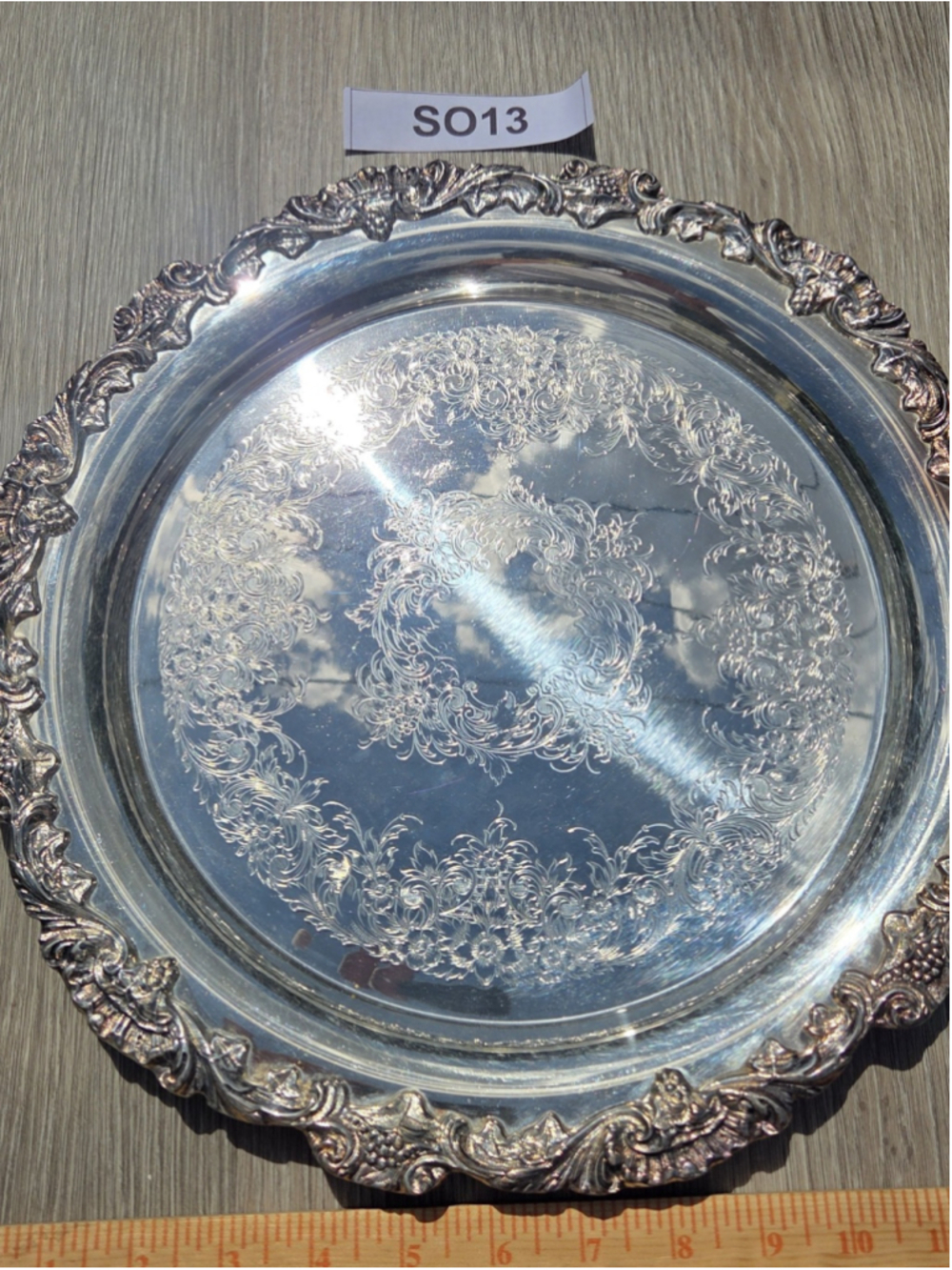 Webster Wilcox International Silver Co Silverplate 12" Ornate Serving Tray 341